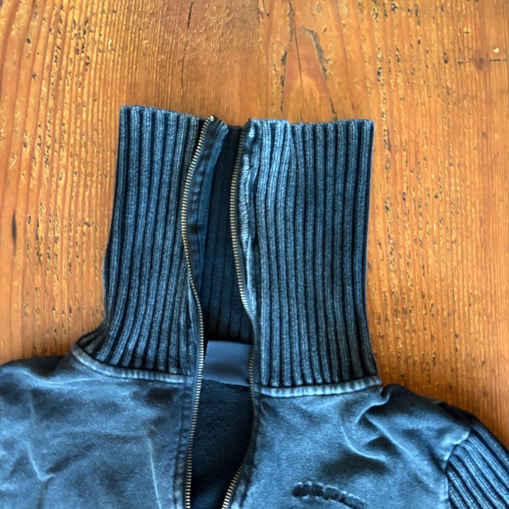 BDG Thea Ribbed Track Sweater in Size Large, Black Wash, Cropped Turtleneck - Picture 11 of 11